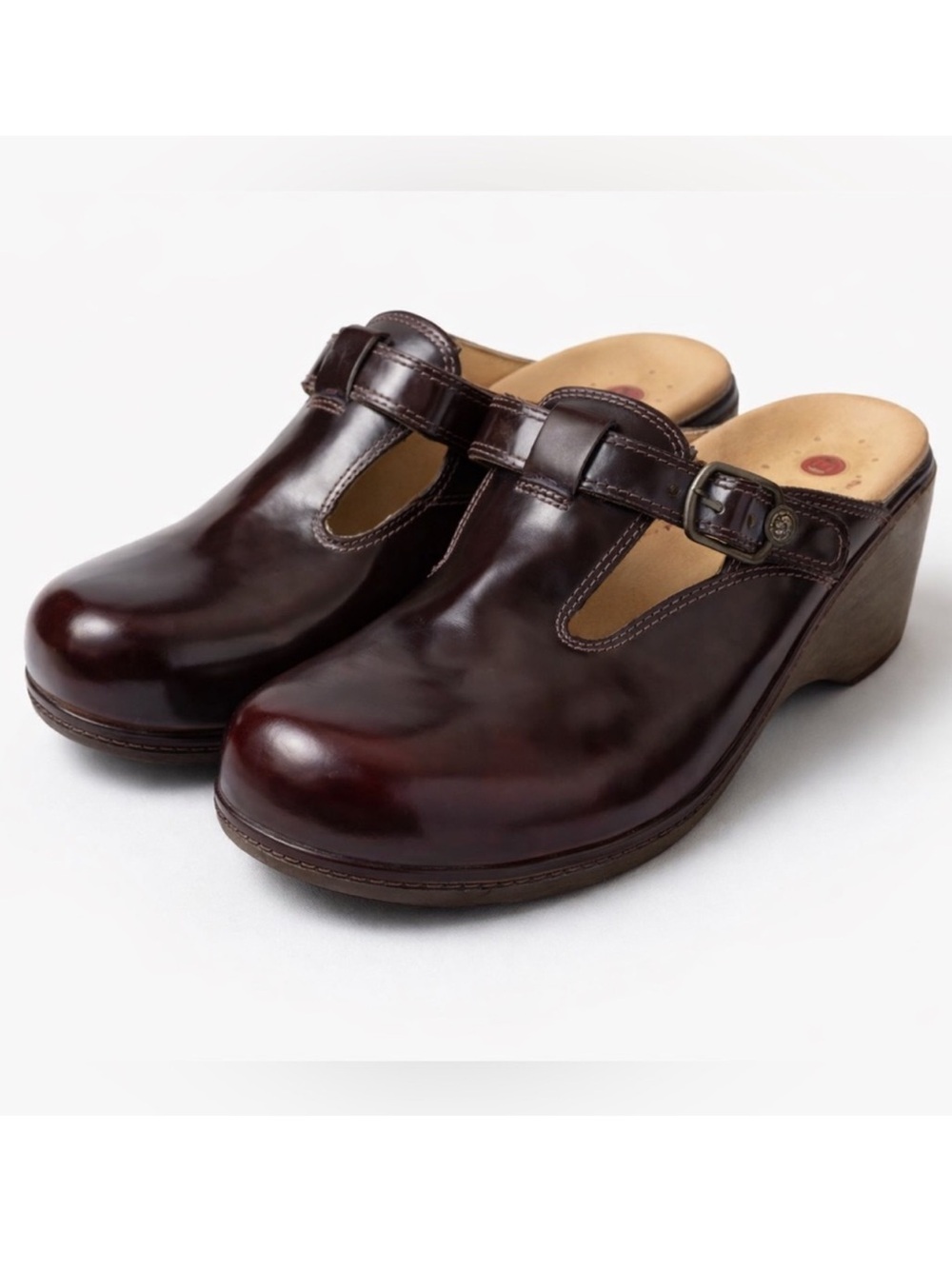 Clarks Unstructured Women's Patent Leather T-strap Clog, sz 10